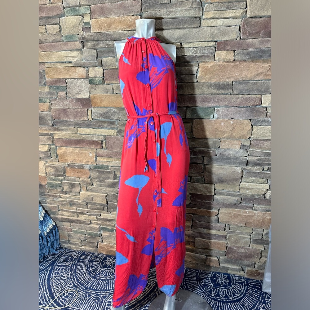 Tucker Sleeveless Silk Halter Maxi Dress Sz M